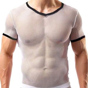 Men’s JJ Malibu White Fishnet V-Neck Shirt